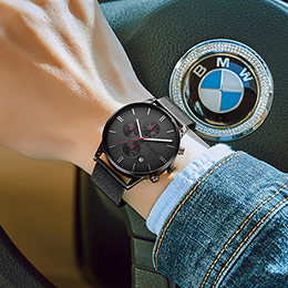 Men's three-eye mechanical trendy watch