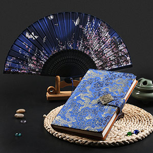 Brocade Notebook Silk Fan Gift Box