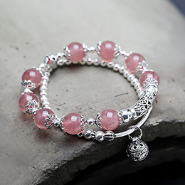 Strawberry Quartz Two Circles Original Bracelet