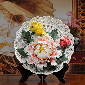 Peony Ceramic Hanging Plate Ornament