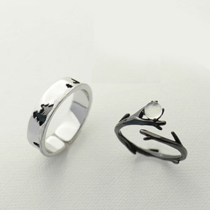Moonlit Forest Couple Ring
