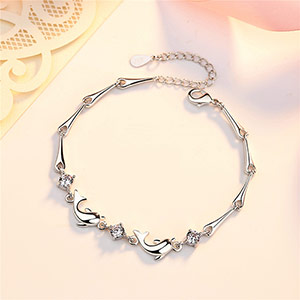 Love Dolphin Sterling Silver Bracelet