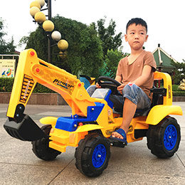 Children can ride on excavator
