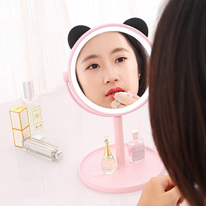 Cute rabbit LED makeup mirror