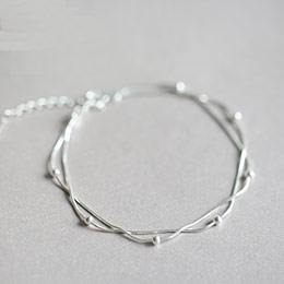 Polsera doble de perles de plata fresca