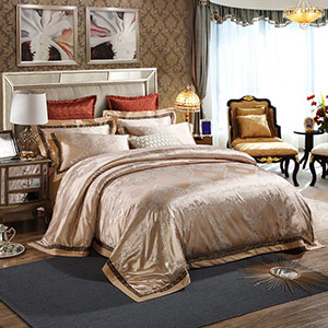 European style satin jacquard four piece bedding set