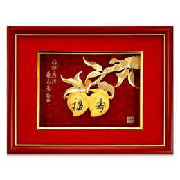 Gold foil calligraphy figurine of good fortune and longevity