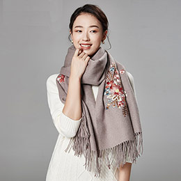 Luxury embroidered wool scarf