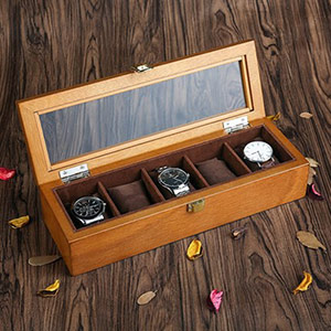 Wooden five-grid watch storage box