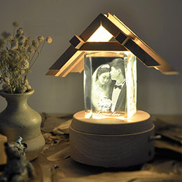 Wedding photo crystal ball music box