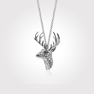Deer engraved sterling silver necklace