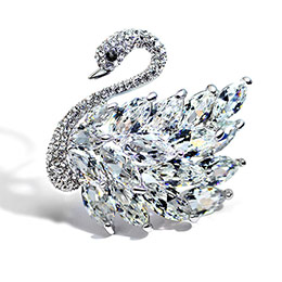 Swan crystal brooch