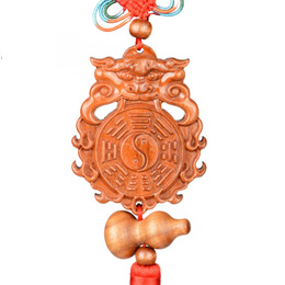 Beast head mahogany Bagua mirror ornament