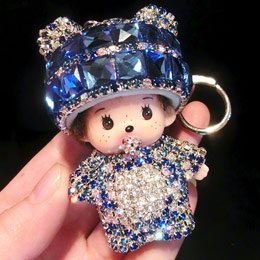 Monchhichi diamond keychain