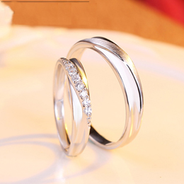 925 silver couple rings pair