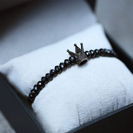 Natural Black Spinel Crown Bracelet