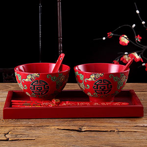 Wedding bowl and chopsticks set