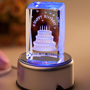 3D carved birthday crystal ornaments