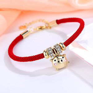Little golden pig red string bracelet