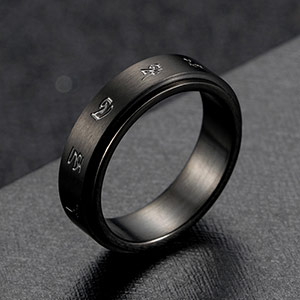 Black God of Wealth Mantra Fortune Ring