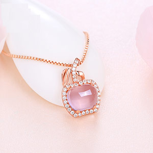 Rose Quartz Apple Necklace
