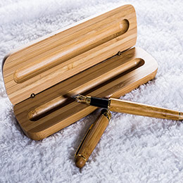 Caixa de presente de caneta de madeira amarela de bambu
