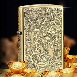 Zippo pure copper five-sided engraving lighter