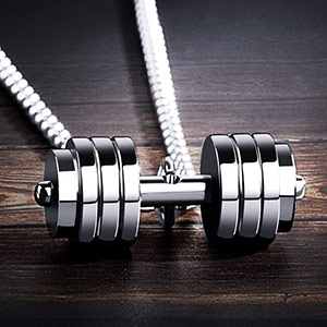 Trendy men's titanium steel dumbbell necklace