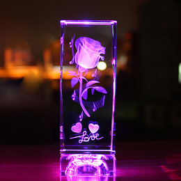 Glowing crystal rose ornaments