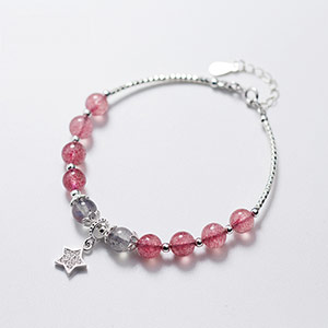 Strawberry crystal star bracelet