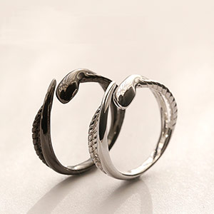 Sterling Silver Rope Snake Couple Ring