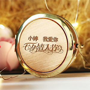 Mini portable engraved makeup mirror