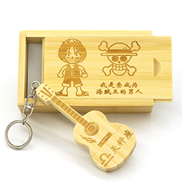 Solid wood guitar engraved USB flash drive