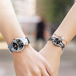 Korean style genuine leather couple watch