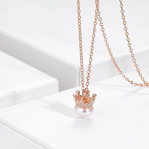 Crown Pearl Sterling Silver Necklace
