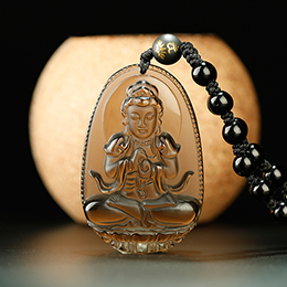Ice Obsidian Zodiac Buddha Pendant
