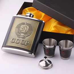 Stainless steel wine flask gift box set