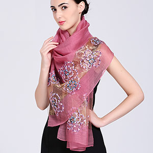 Mulberry silk embroidered scarf