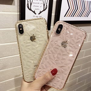 Apple rhinestone inlaid silicone case