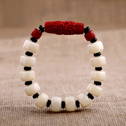 White Bodhi Lady Cinnabar Bracelet