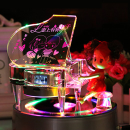 Crystal Piano Rotating Music Box