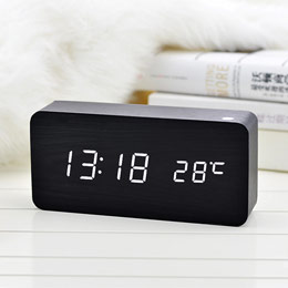Multifunctional LED Simple Wooden Block Alarm Clock
