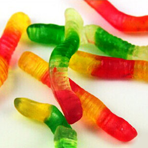 Funny earthworm gummy candy