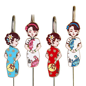 Chinese Landscape Thai Blue Cheongsam Bookmark