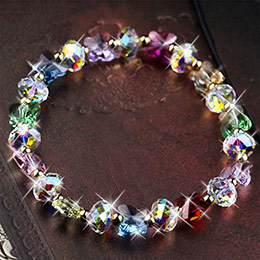 Butterfly Gold Bead Crystal Bracelet