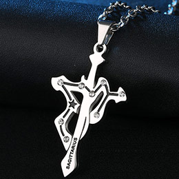 Twelve Constellations Cross Titanium Steel Necklace
