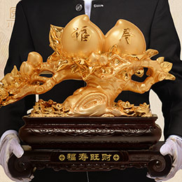 High-grade velvet sand gold longevity peach ornaments