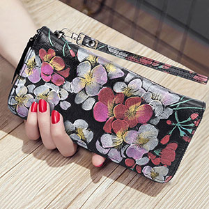 Chinese style ladies leather wallet