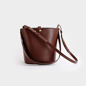 Women's solid color bucket bag