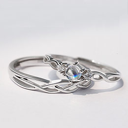 Moonstone couple ring pair